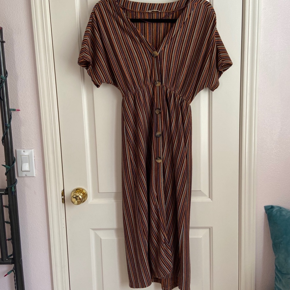 Pull&Bear Multicolor V-neck Midi Dress